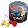 Officemate International Corporation Officemate International Corp OIC92902 Giant Push Pins- For Visual Impact - 12-PK- Assorted Colors OIC92902